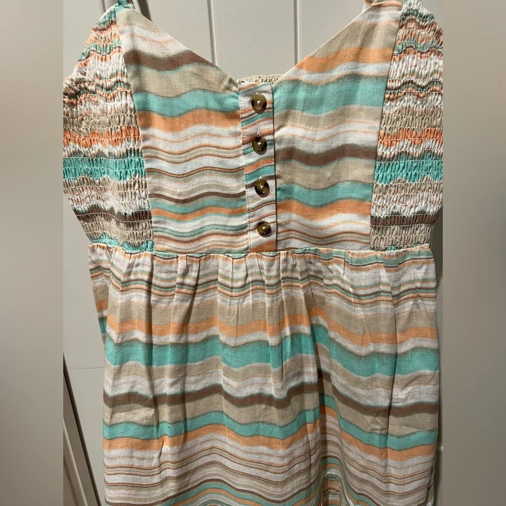 Love & Joy Striped orange, green, cream Button-Down Dress sz XL - Picture 2 of 4